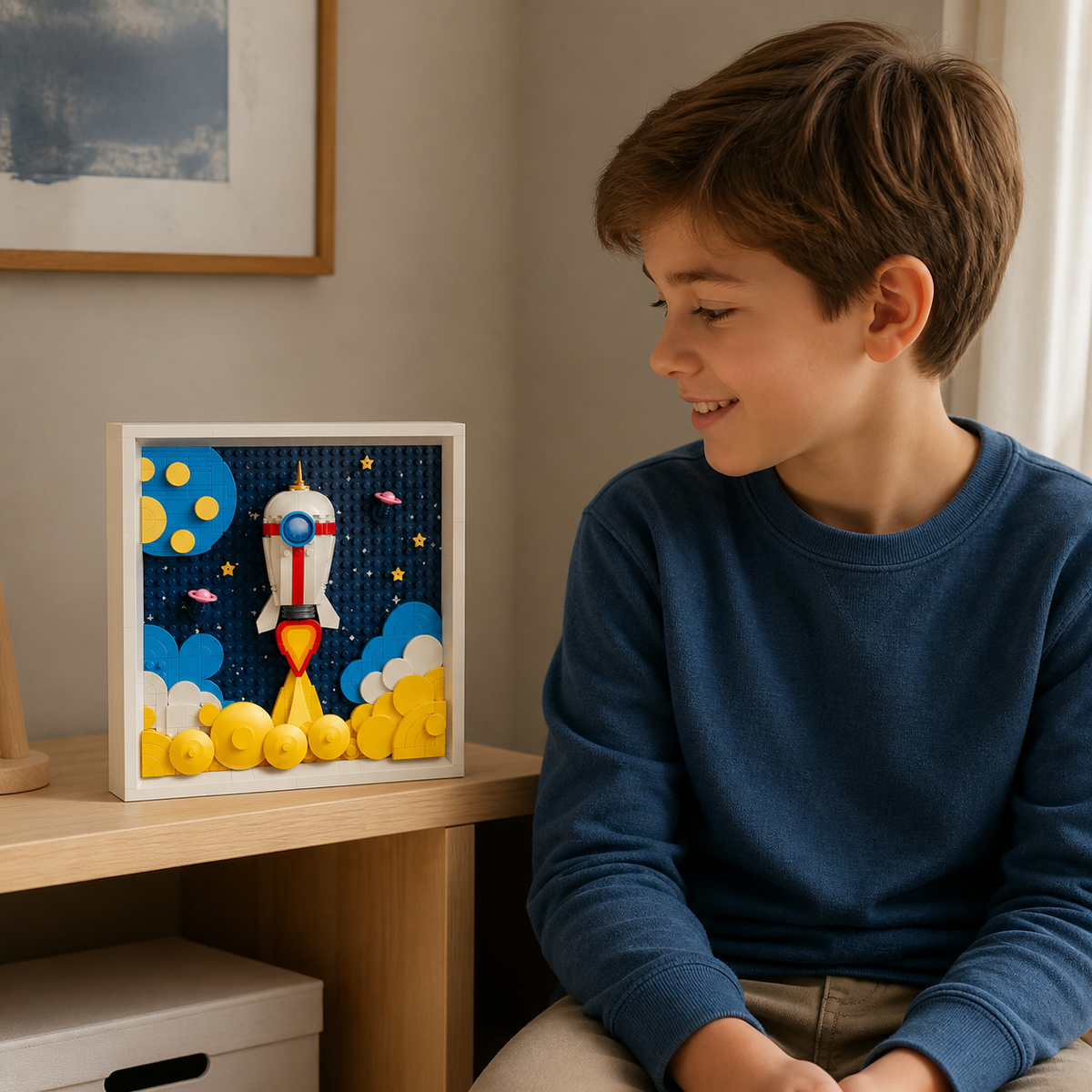 Cuadro 3d cohete espacial