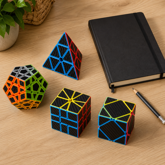 PACK X 4 CUBOS RUBIK FIRBA DE CARBONO