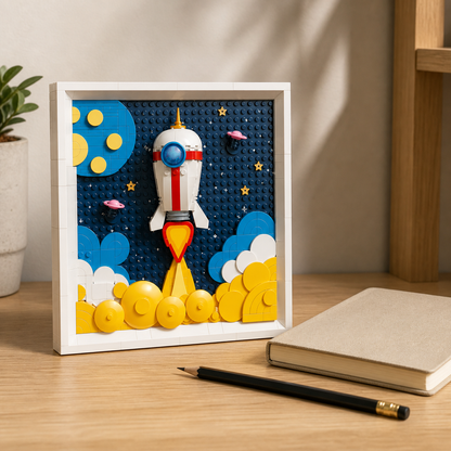 Cuadro 3d cohete espacial