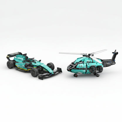 SET DUO AUTO TIPO ASTON MARTIN + HELICOPTERO