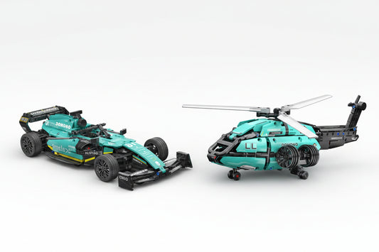 SET DUO AUTO TIPO ASTON MARTIN + HELICOPTERO