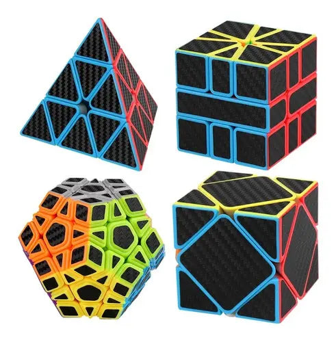 PACK X 4 CUBOS RUBIK FIRBA DE CARBONO
