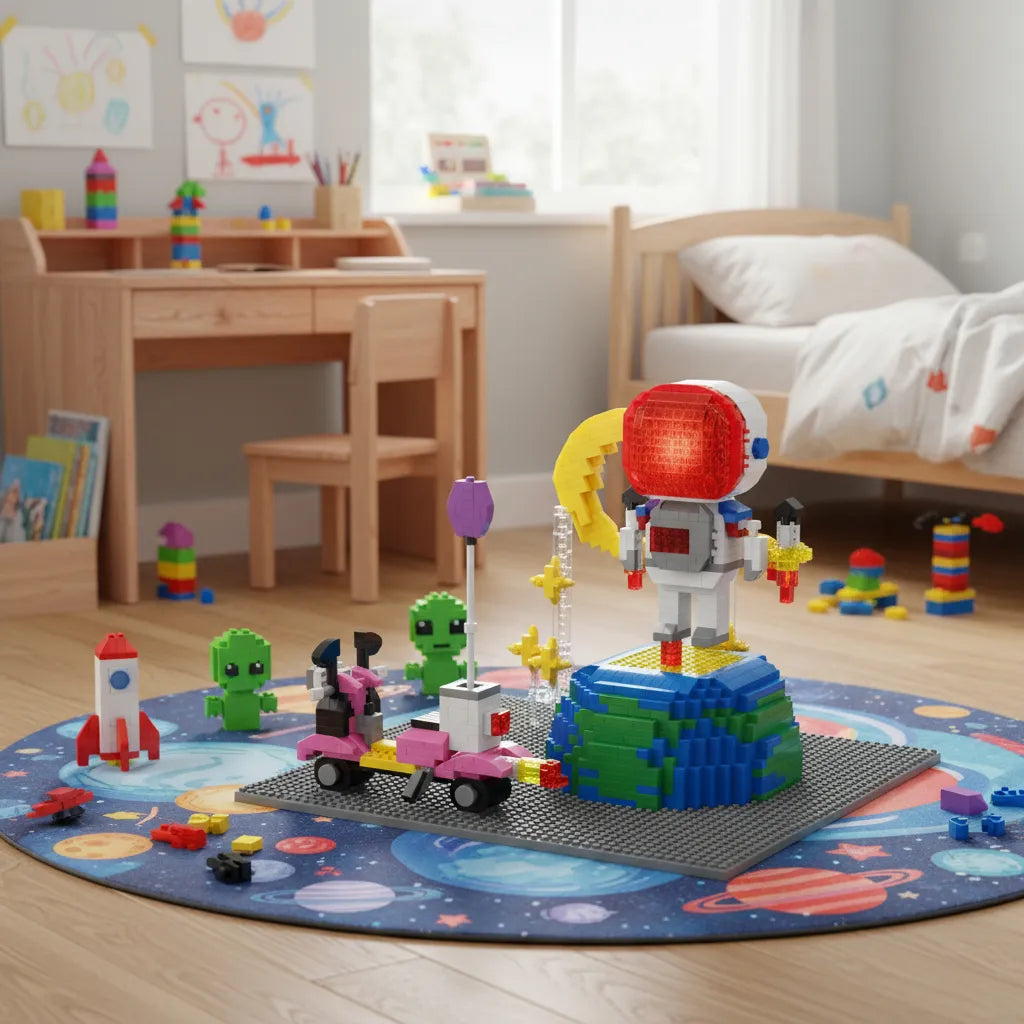 Astronauta con Luz Micro Bloques