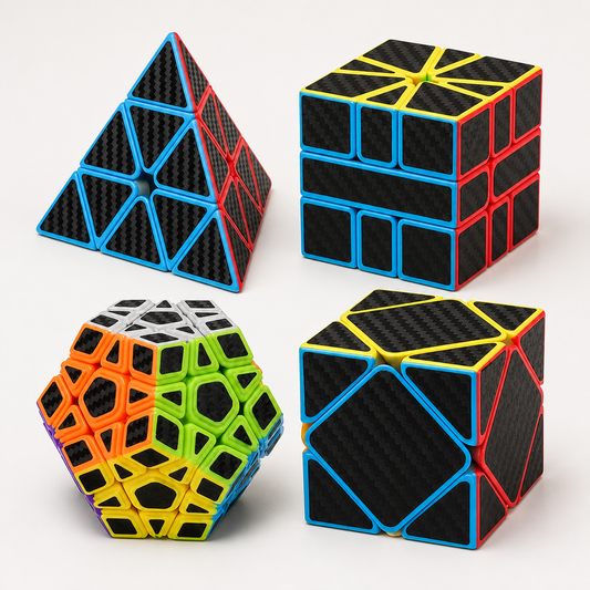 PACK X 4 CUBOS RUBIK FIRBA DE CARBONO