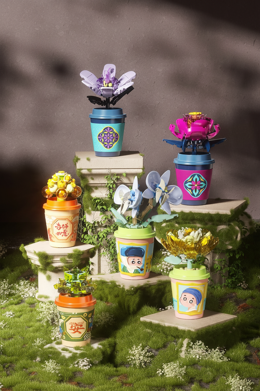 Tazas decorativas con flores