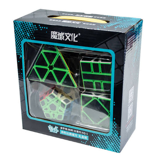 PACK X 4 CUBOS RUBIK FIRBA DE CARBONO